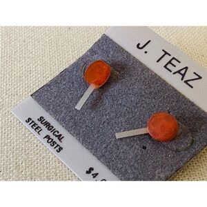 New on Card Old Stock Vintage 1980's LOLLYPOP CANDY Pierced Earrings J. TEAZ